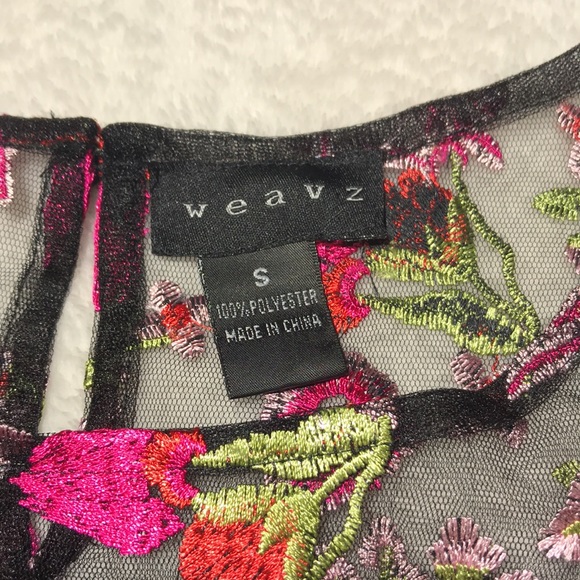 Weavz Embroidered Floral Bell Sleeve Sheer Top S - Picture 7 of 14